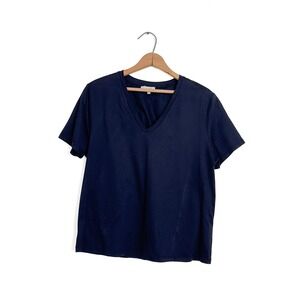 Hobbs London Cotton Navy V-Neck Classic T-shirt - medium‎
